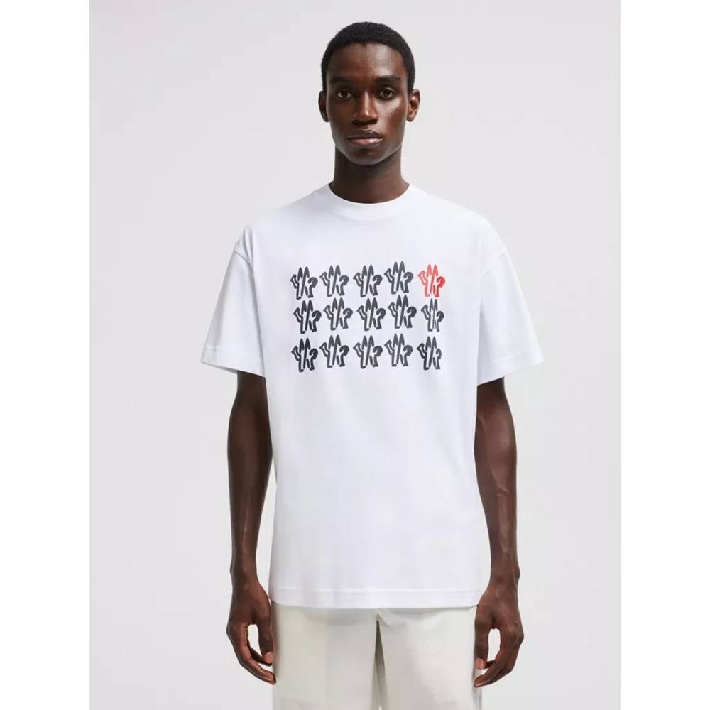 Moncler Witte T-shirts en Polos met Logo White Heren