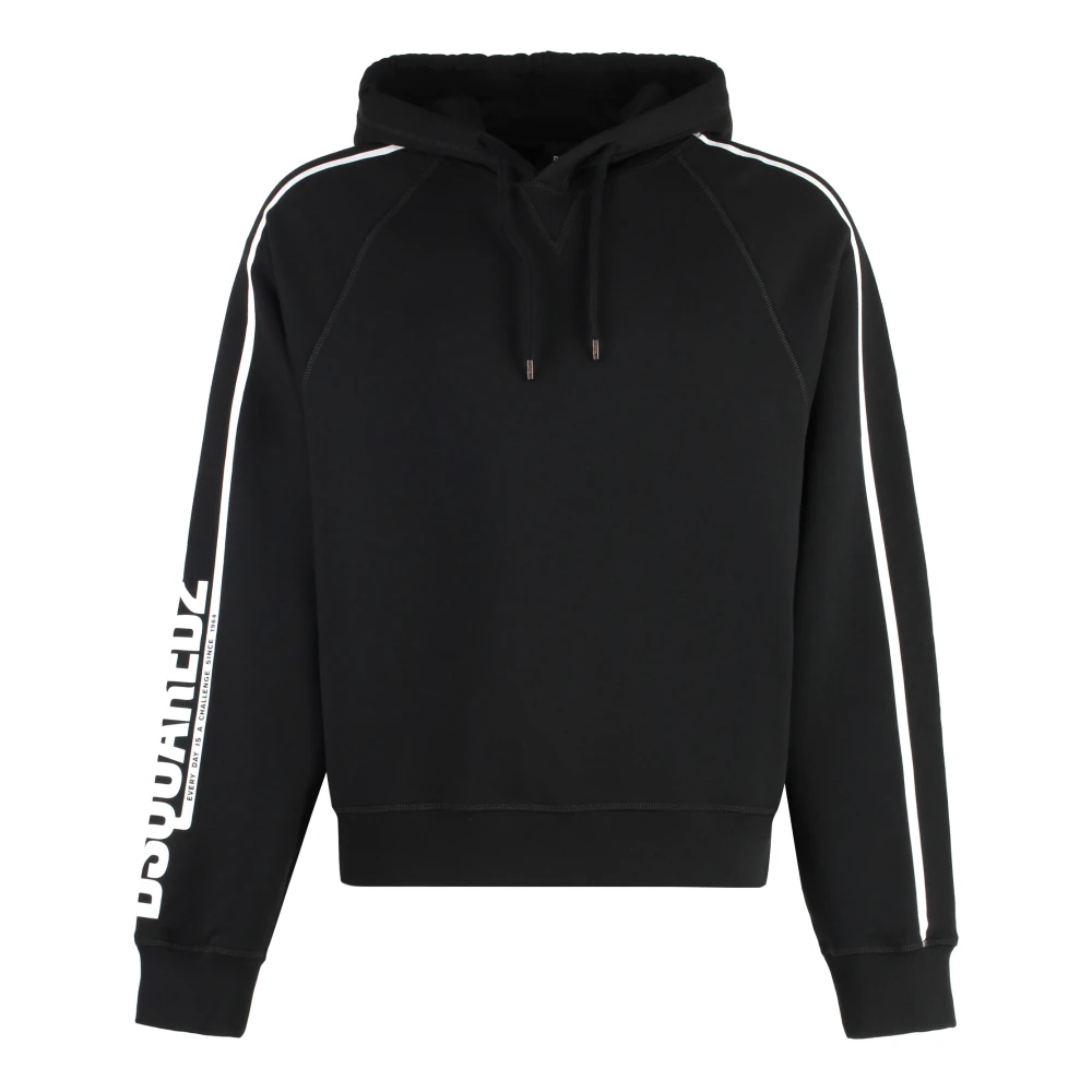 Dsquared2 Katoenen Hoodie met Raglanmouwen Black Heren