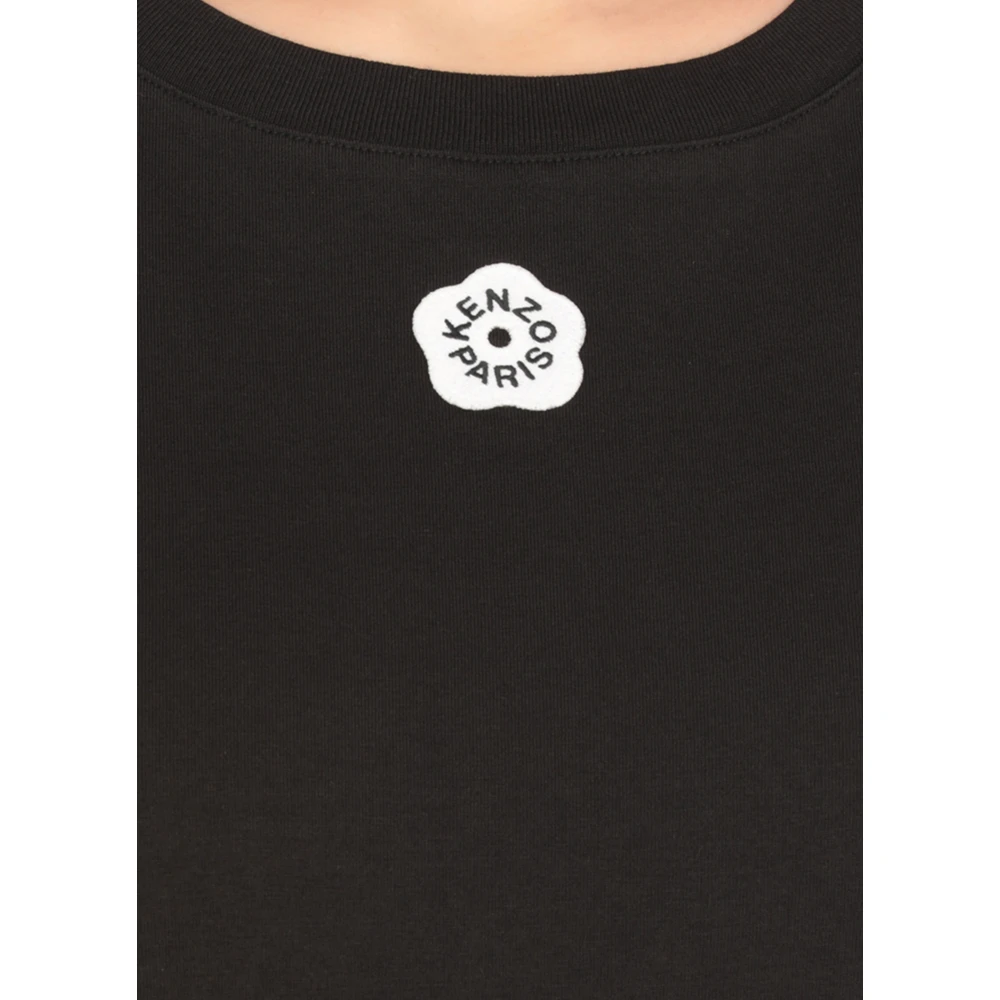 Kenzo Zwarte Bloemenpatch T-shirt Black Dames