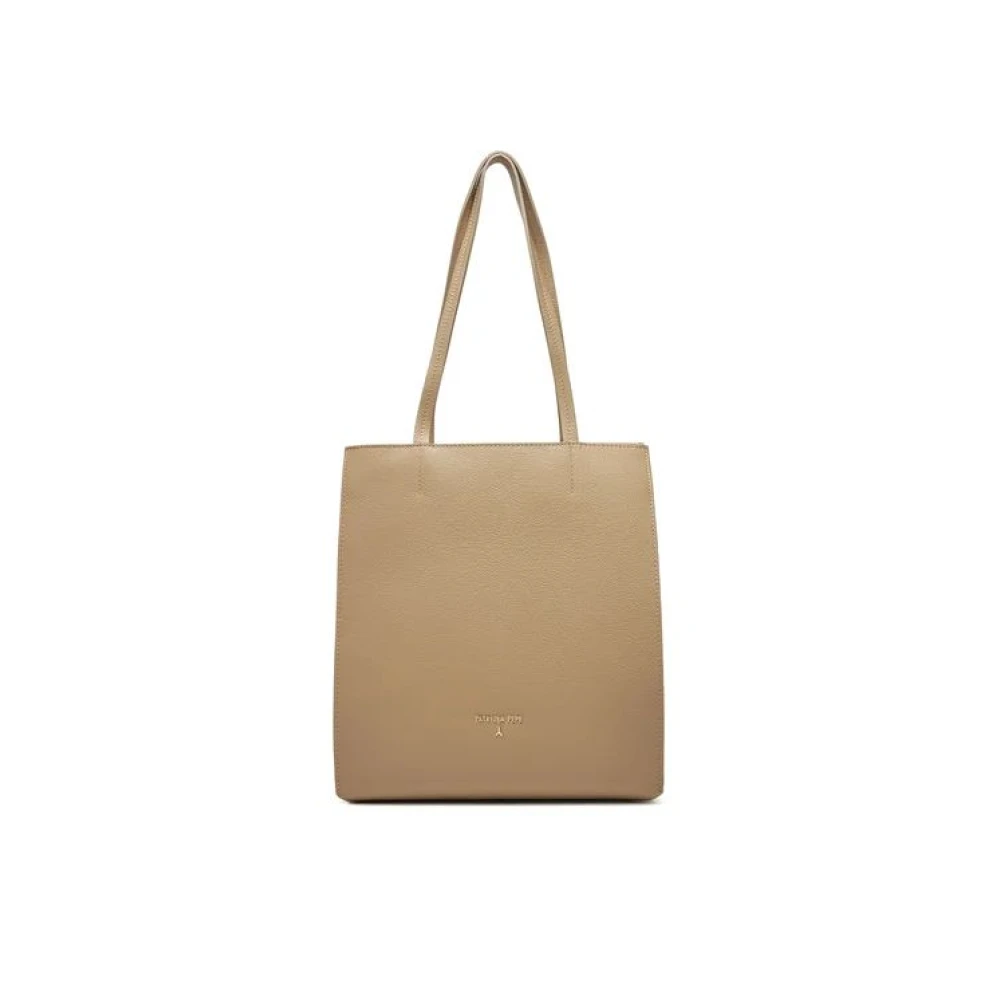 Patrizia Pepe Guld Metall Dragkedja Shopper Väska Beige, Dam