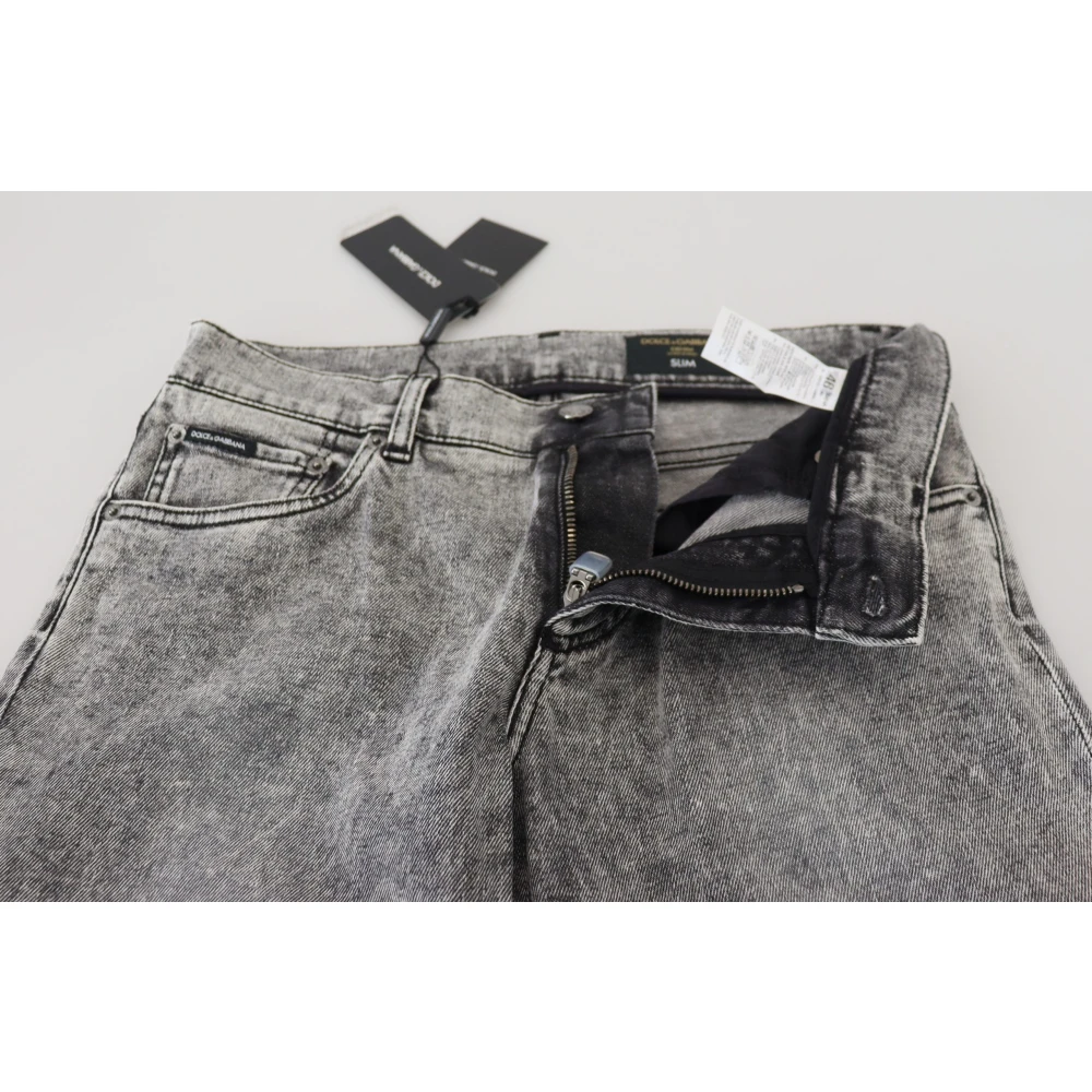 Dolce & Gabbana Chic Slim Fit Grijze Denim Jeans Gray Heren