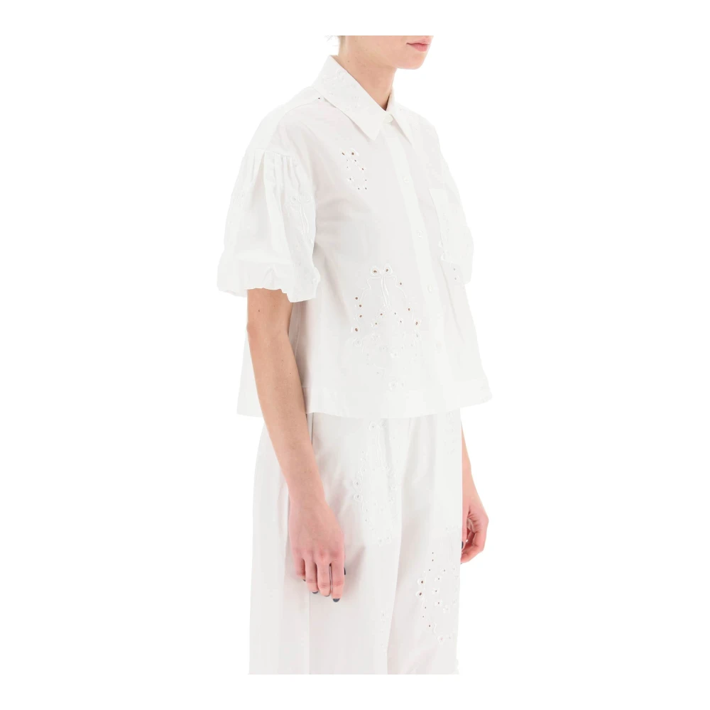 Simone Rocha Geborduurd cropped shirt White Dames