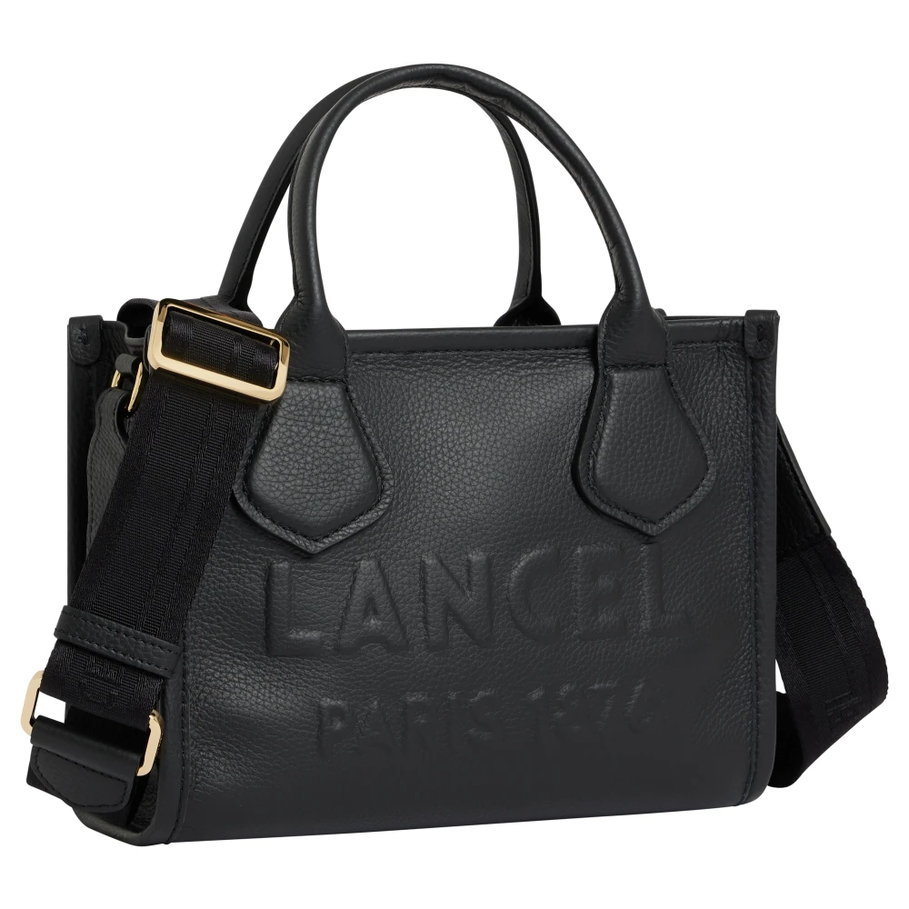 Lancel Zwarte Leren Schoudertas Rits Black Dames