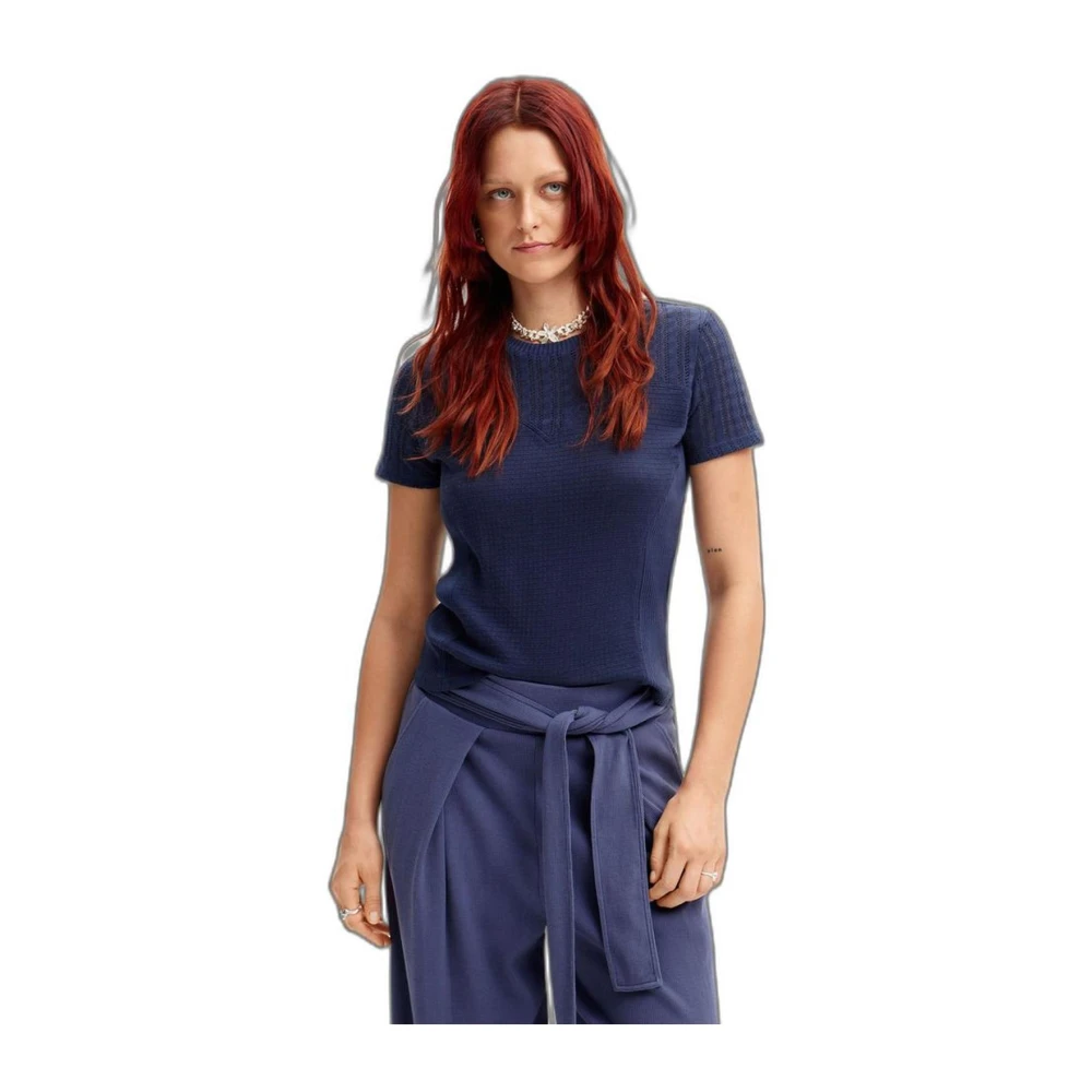 Desigual Blauw Katoenmix T-shirt met korte mouwen Blue Dames