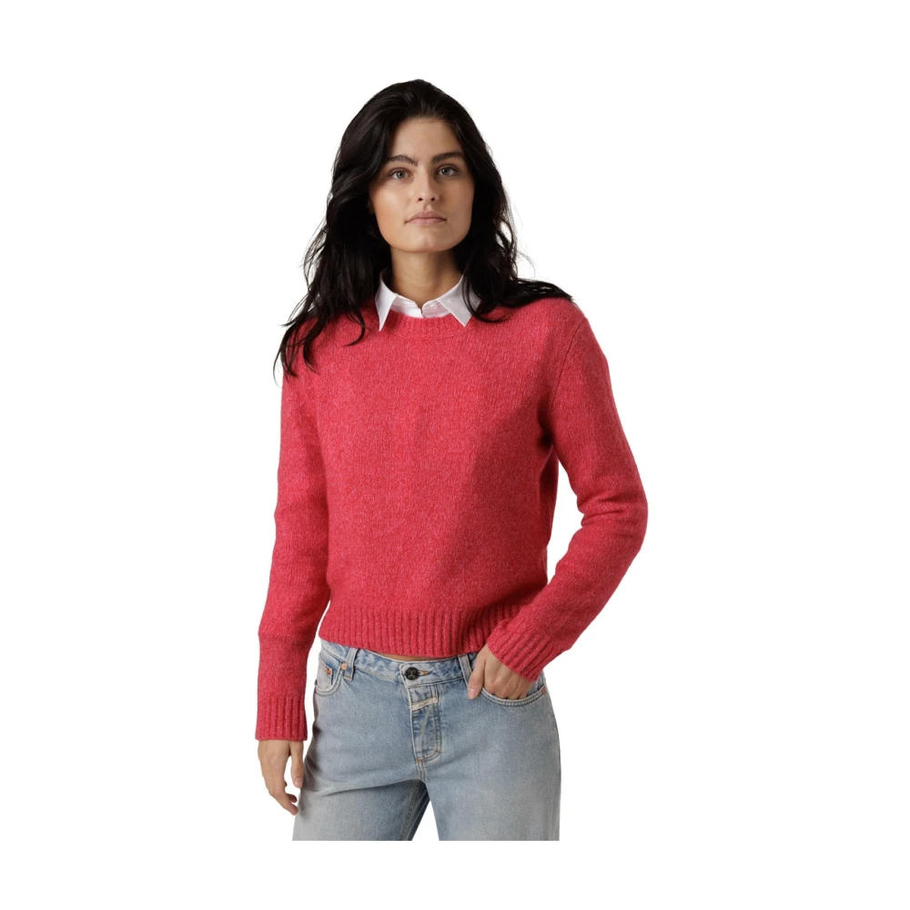 Lisa Yang Koraal trui met ribdetails Pink Dames