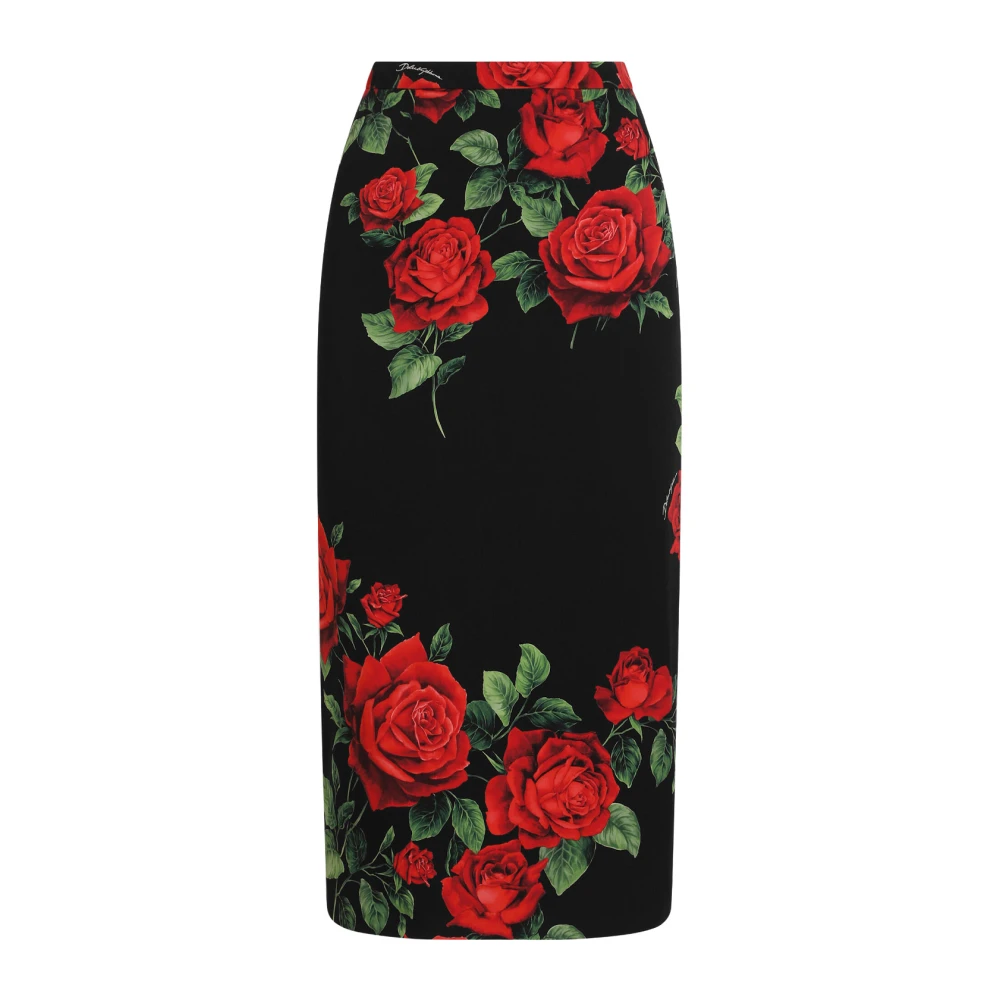 Dolce & Gabbana Rose-Print Midi Skirt - Female - Midi Skirts - Multicolor - S - Skirts