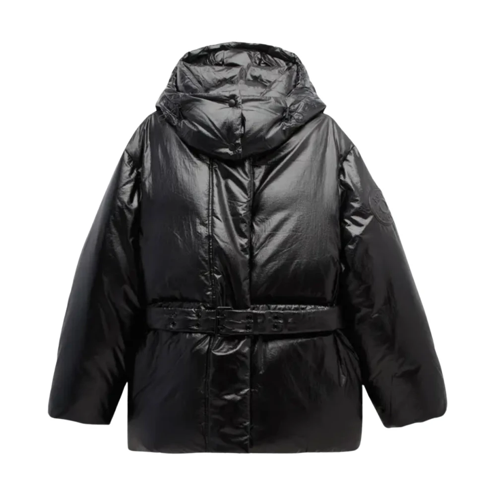 Acne Studios Zwarte Gewatteerde Jas met Capuchon Black Dames