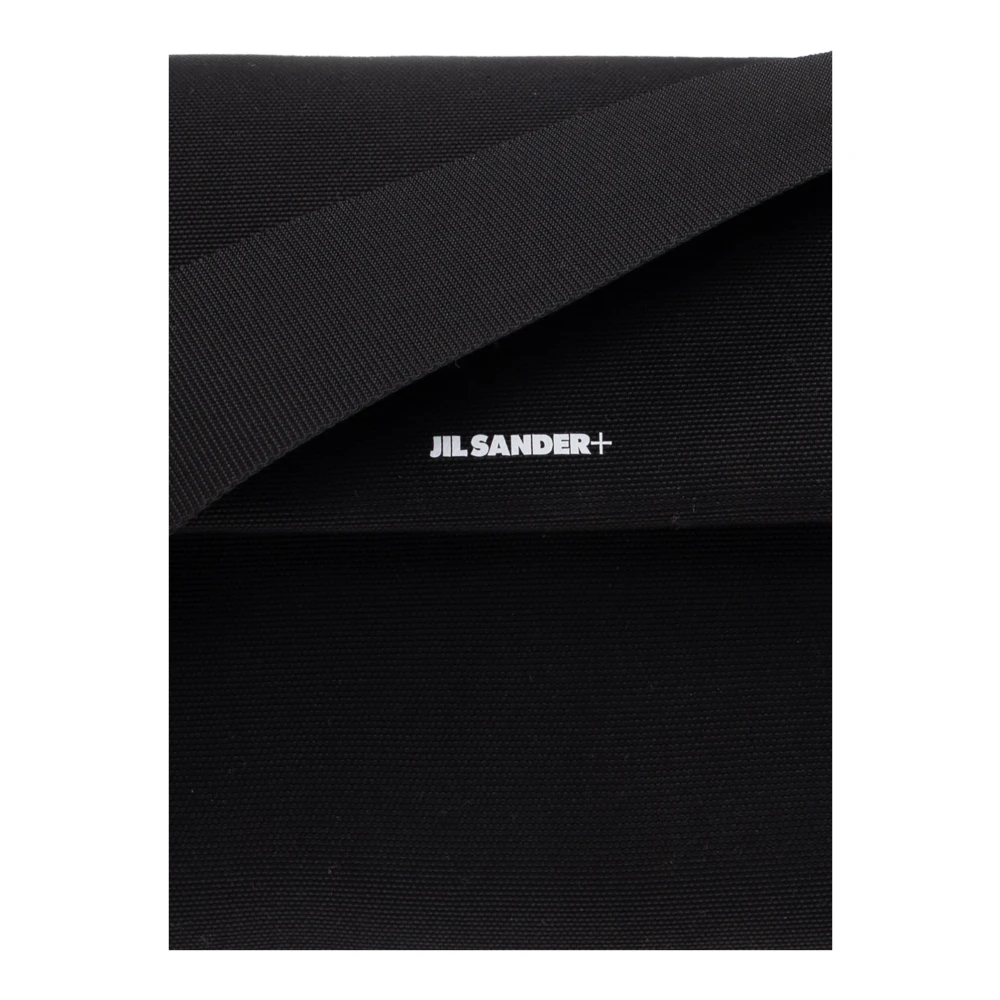 Jil Sander Schoudertas met bedrukt logo Black Heren