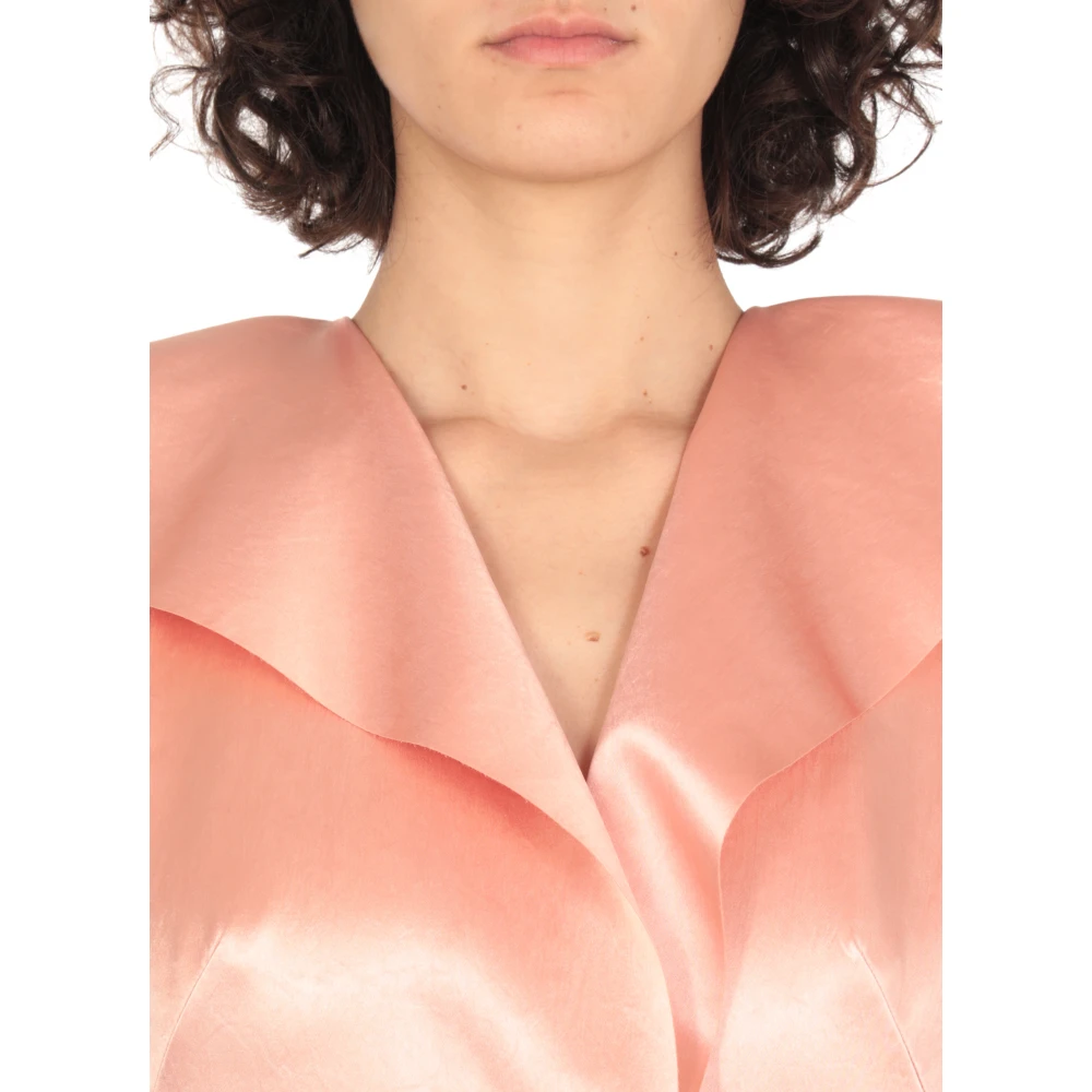 Philosophy di Lorenzo Serafini Roze Satijnen V-hals Jurk Pink Dames