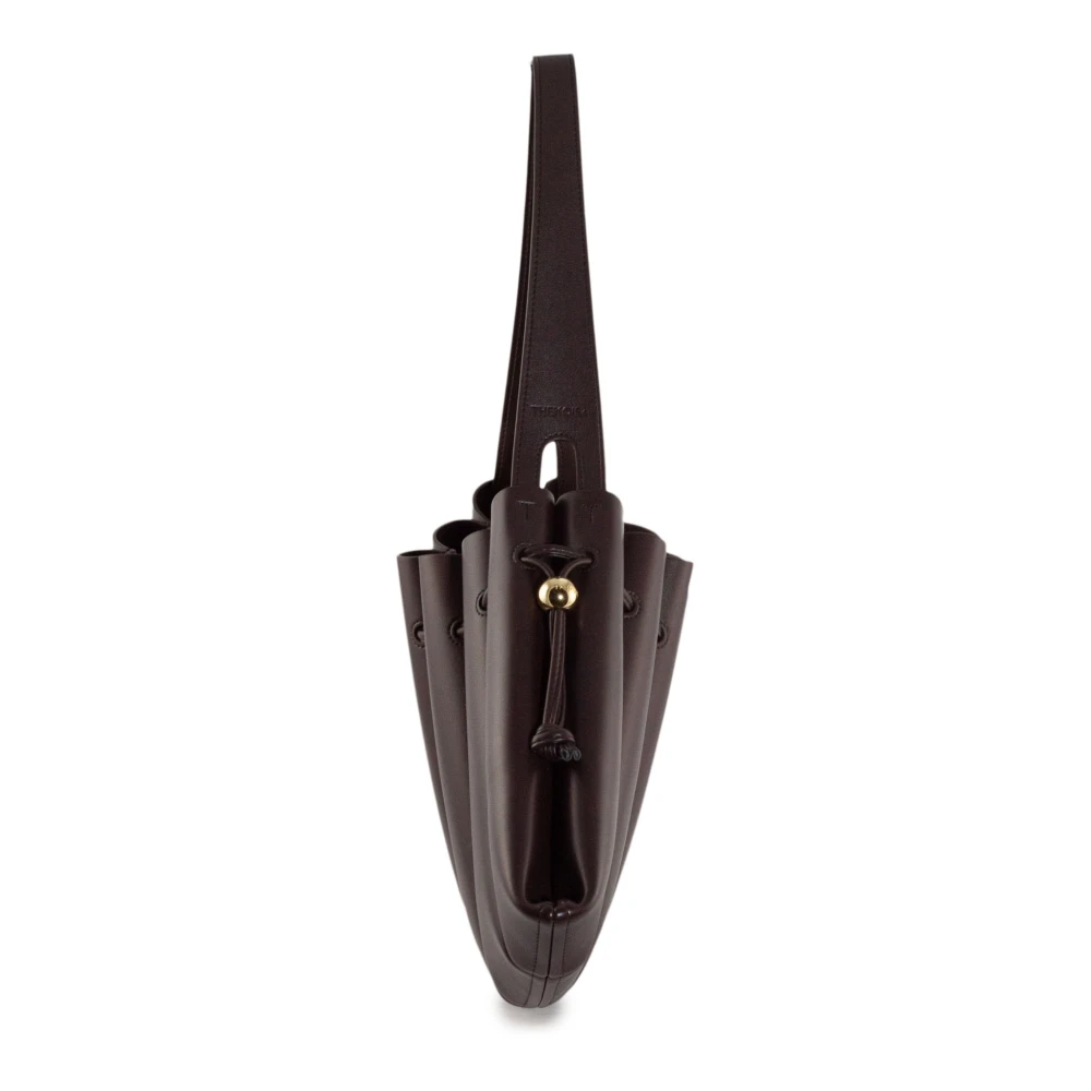THEMOIRè Bruine Calypso-tas met Geplooide Details Brown Dames