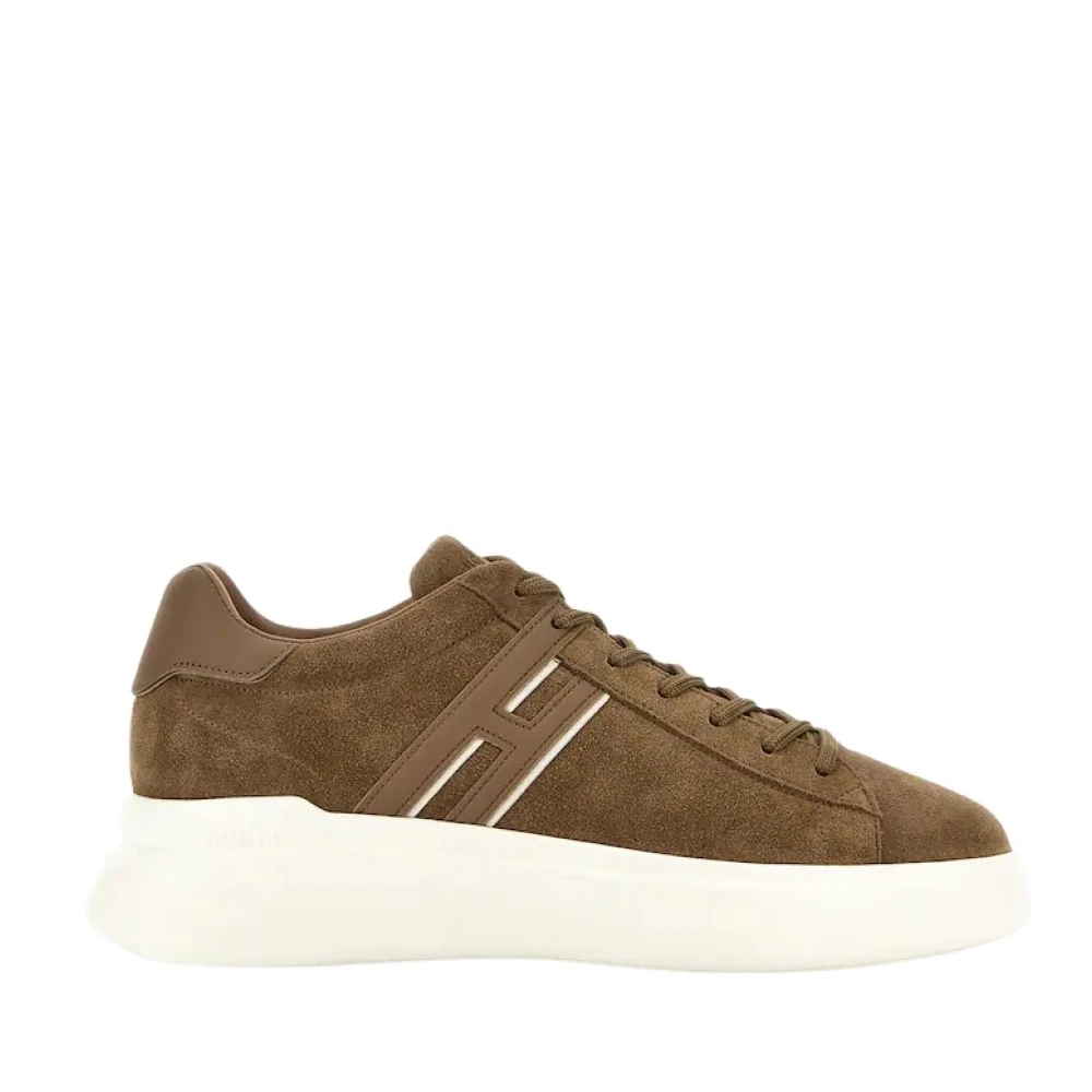 Hogan Men's Brown Suede Sneakers With Elongated H