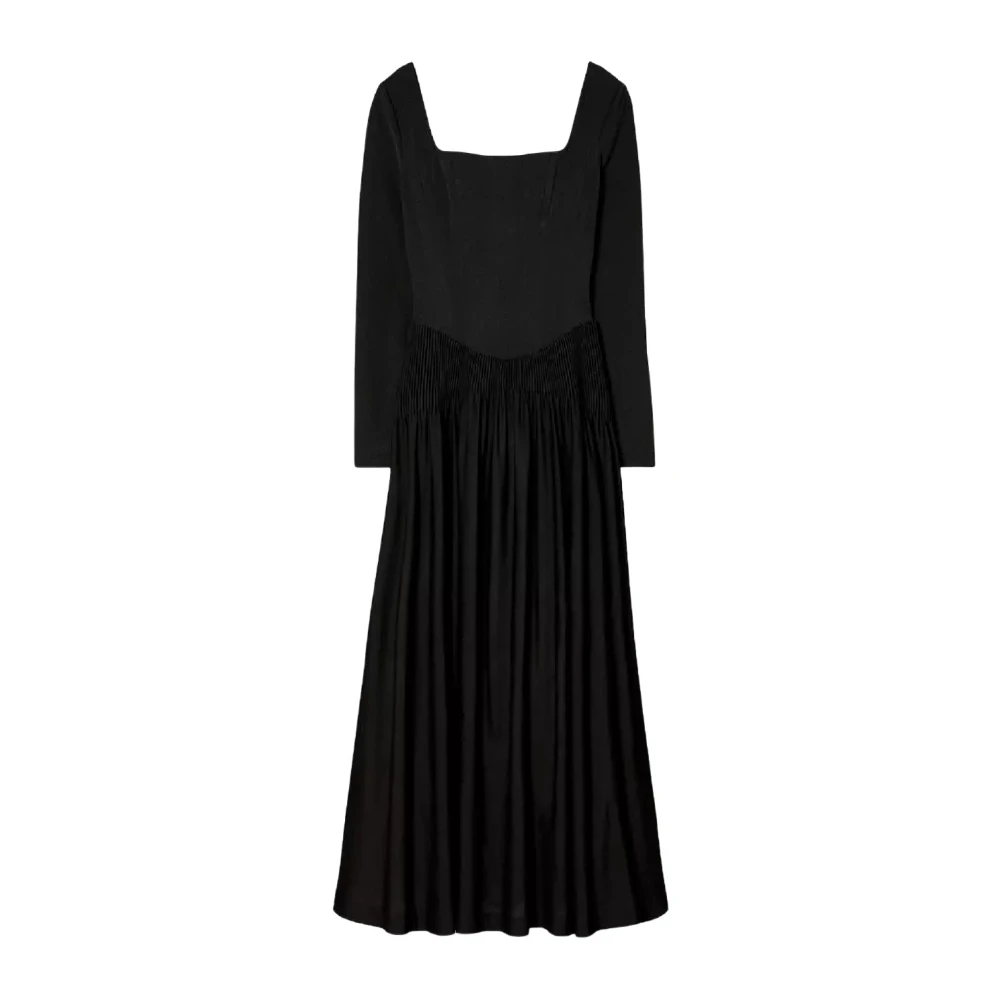 TORY BURCH Zwarte Korsetjurk met Midi Lengte Black Dames