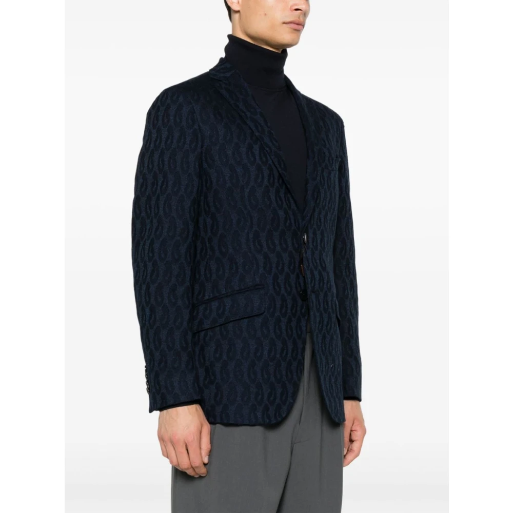 ETRO Blauwe Textuur Katoenen Jas Blue Heren