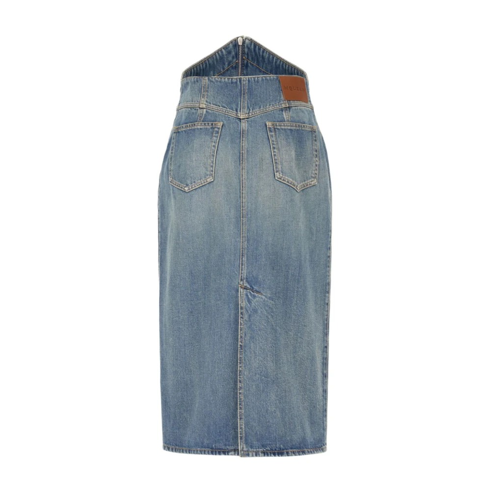 alexander mcqueen Indigo Blauwe Rits Rok Blue Dames
