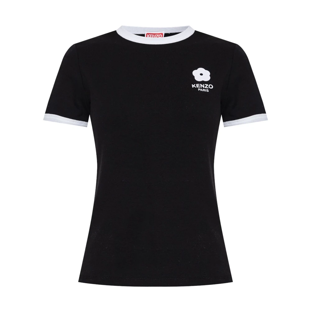 Kenzo Zwart Bloem Motief T-shirts en Polos Black Dames