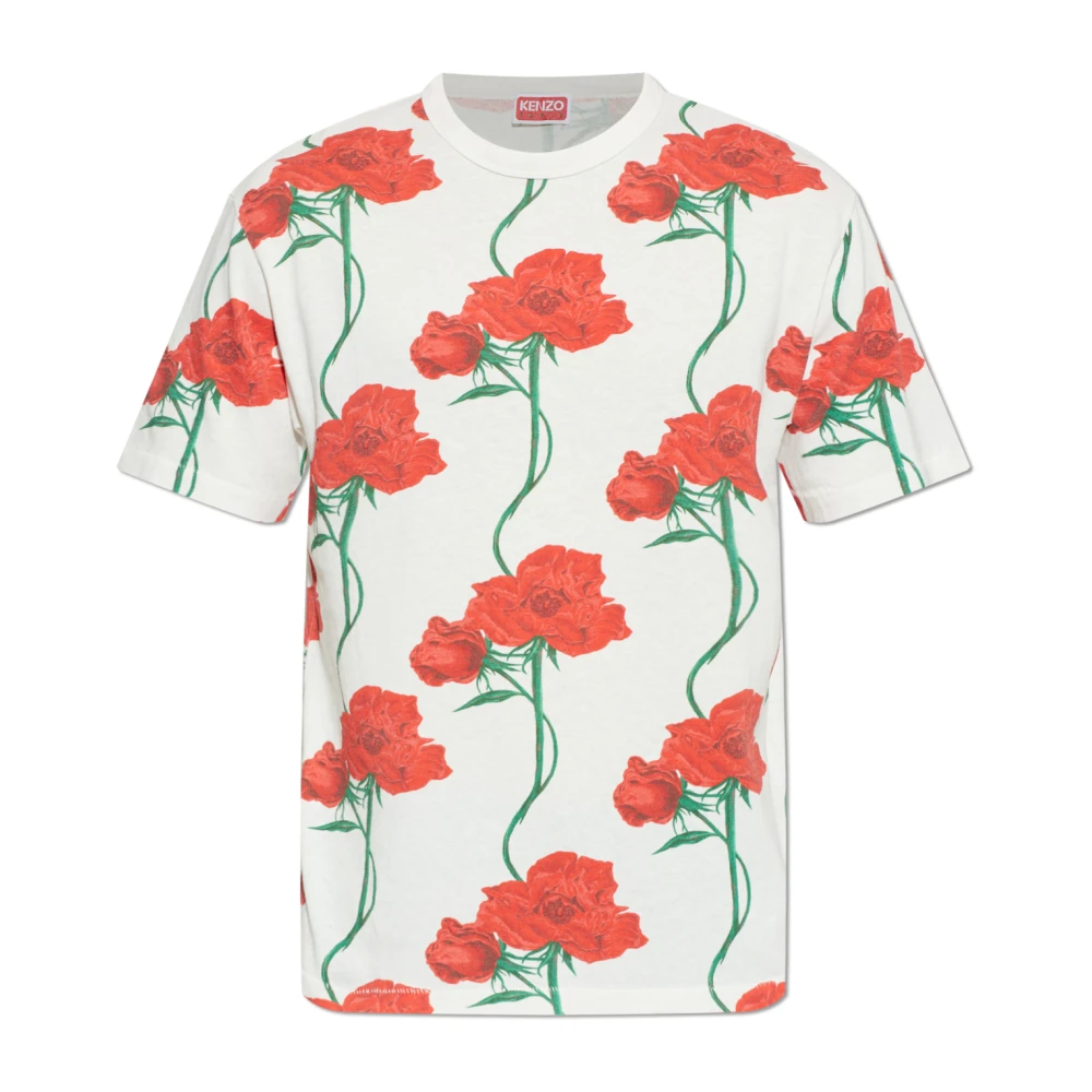 Kenzo Men's White Floral Motif T-Shirt