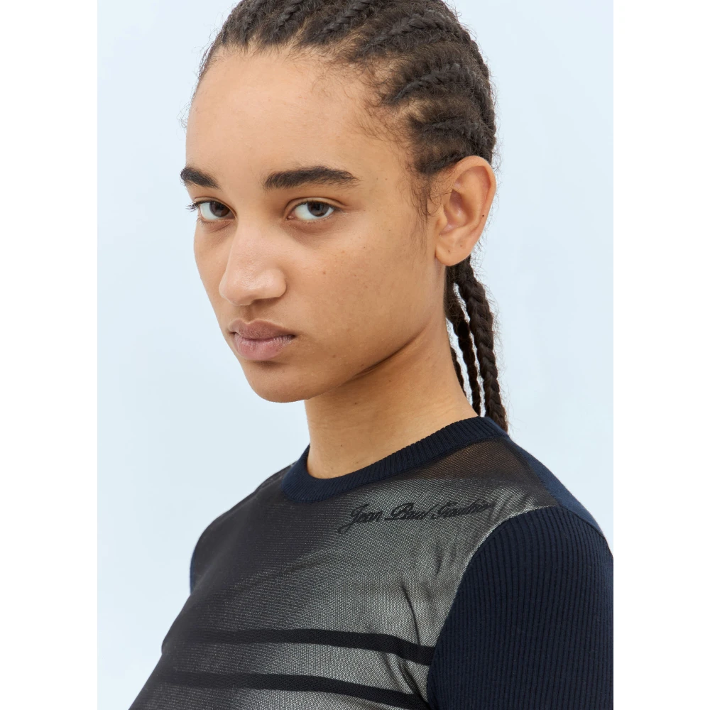 Jean Paul Gaultier Mesh Overlay Sweater Black Dames