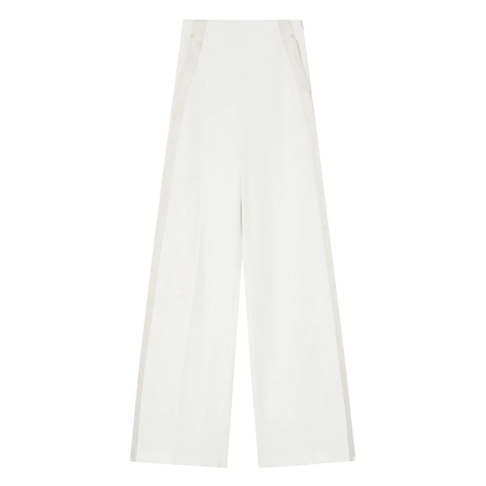 Pinko Women's White Casual Trousers - Wide Trousers - L - Trousers
