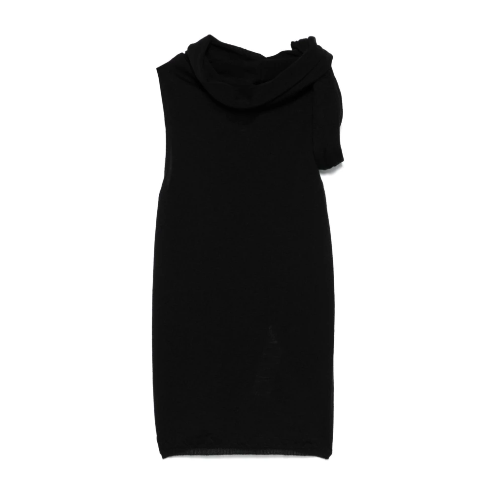 Rick Owens Zwarte Cowl Neck Mouwloze Top Black Dames