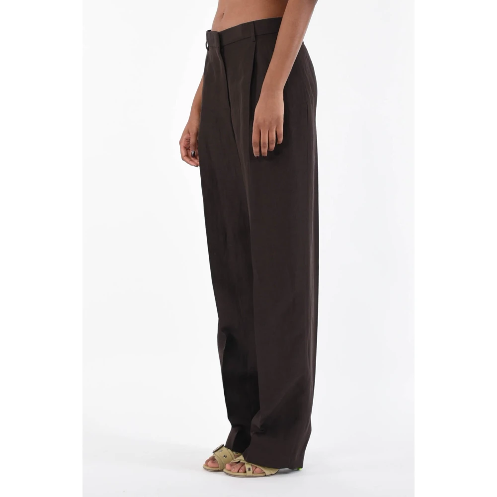 Msgm Wide Trousers Brown Dames