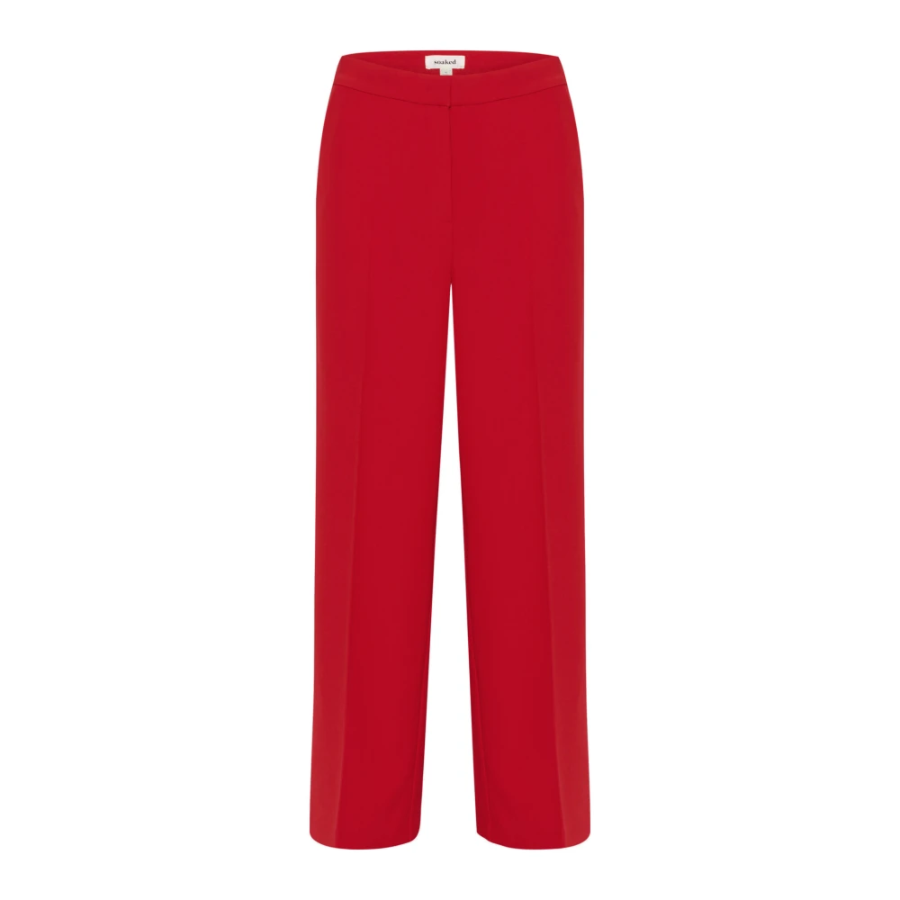 Soaked In Luxury Women's Red Straight Trousers, Xl, Wide Leg Trousers In Salsa