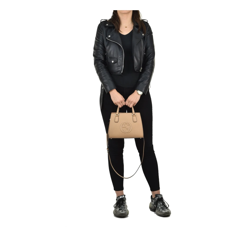 Gucci Soho Leren Hobo Tas met Handvat Beige Dames