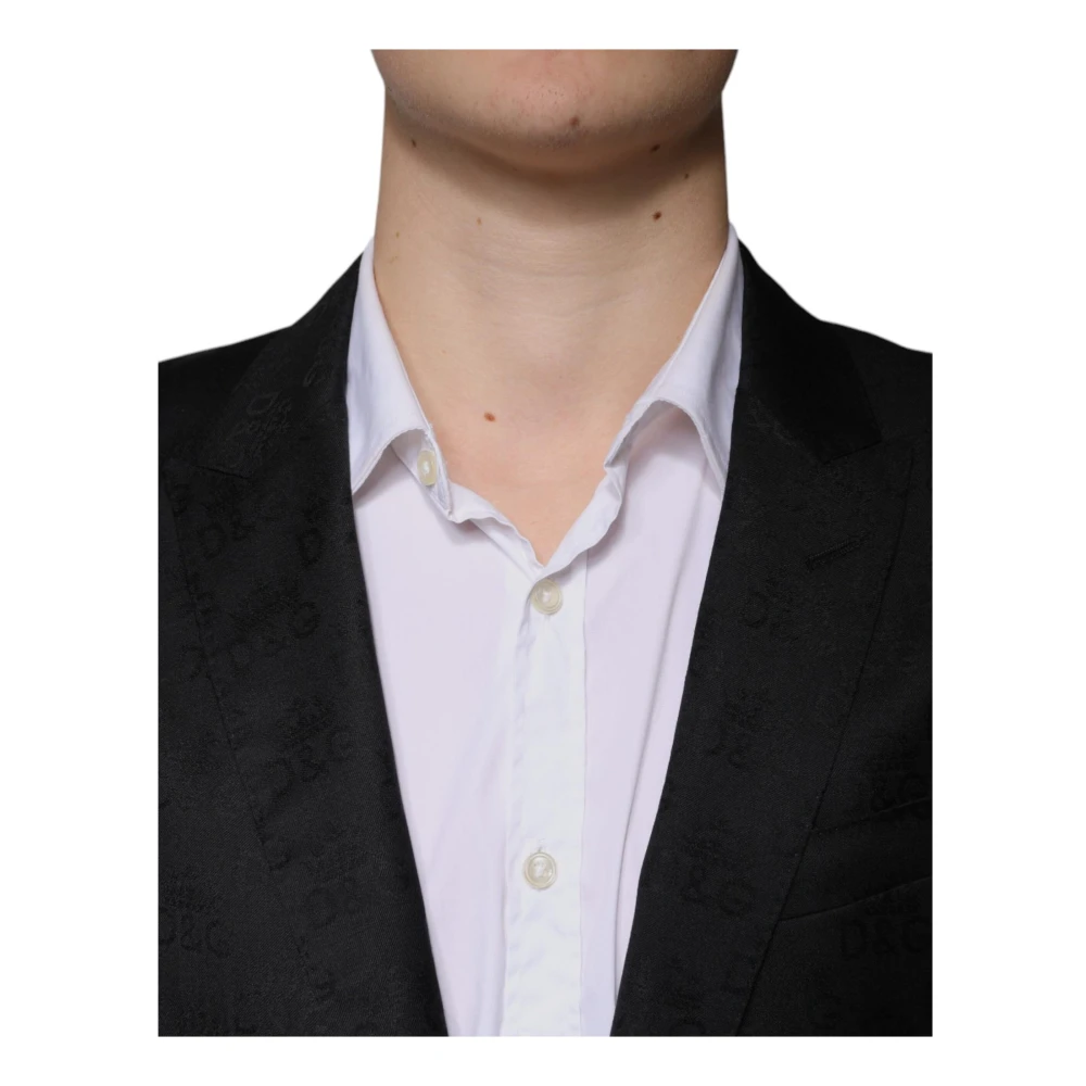 Dolce & Gabbana Zwarte Wol Formele Blazer Slim Fit Black Heren