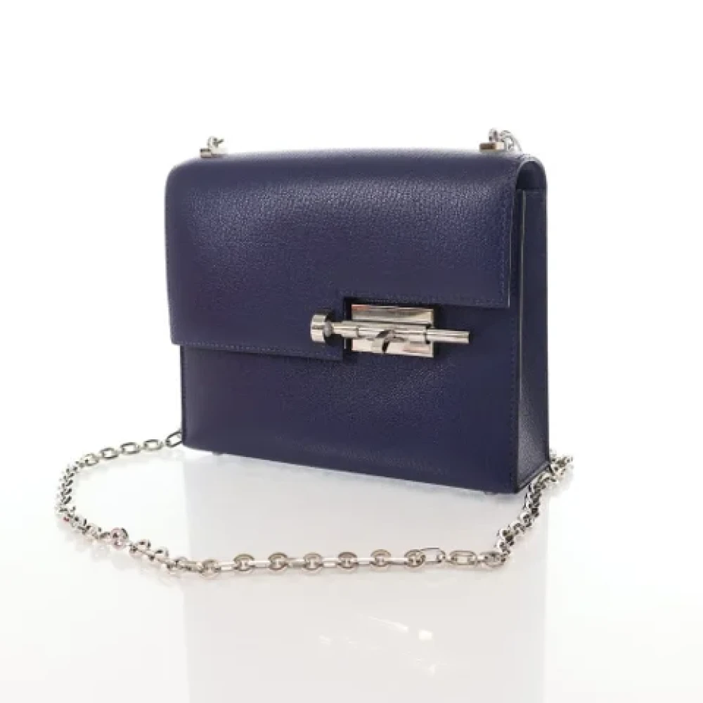 Hermès Vintage Pre-owned Leather crossbody-bags Blue Dames