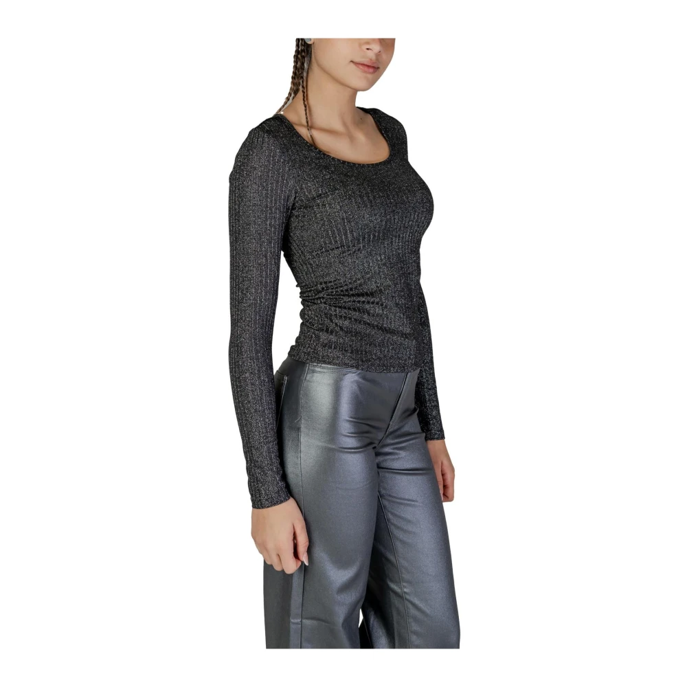 Vero Moda Metallic Gebreide Top Lange Mouwen Black Dames