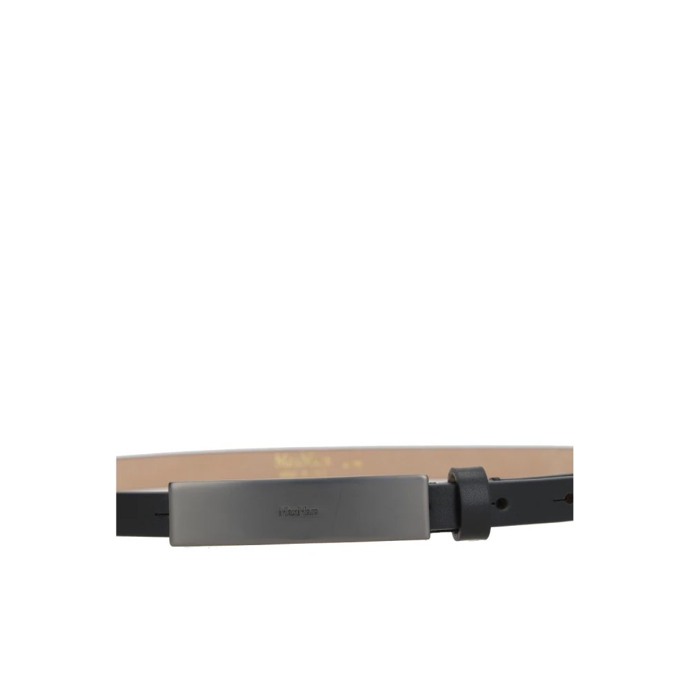 Max Mara Zwart Leren Smalle Riem Newplate Black Dames