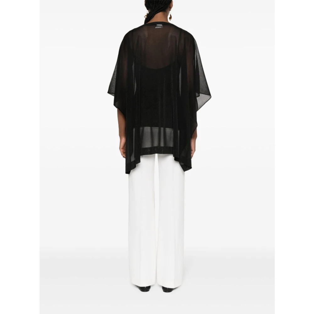 Fabiana Filippi Zwarte gebreide cape jas met lurex details Black Dames