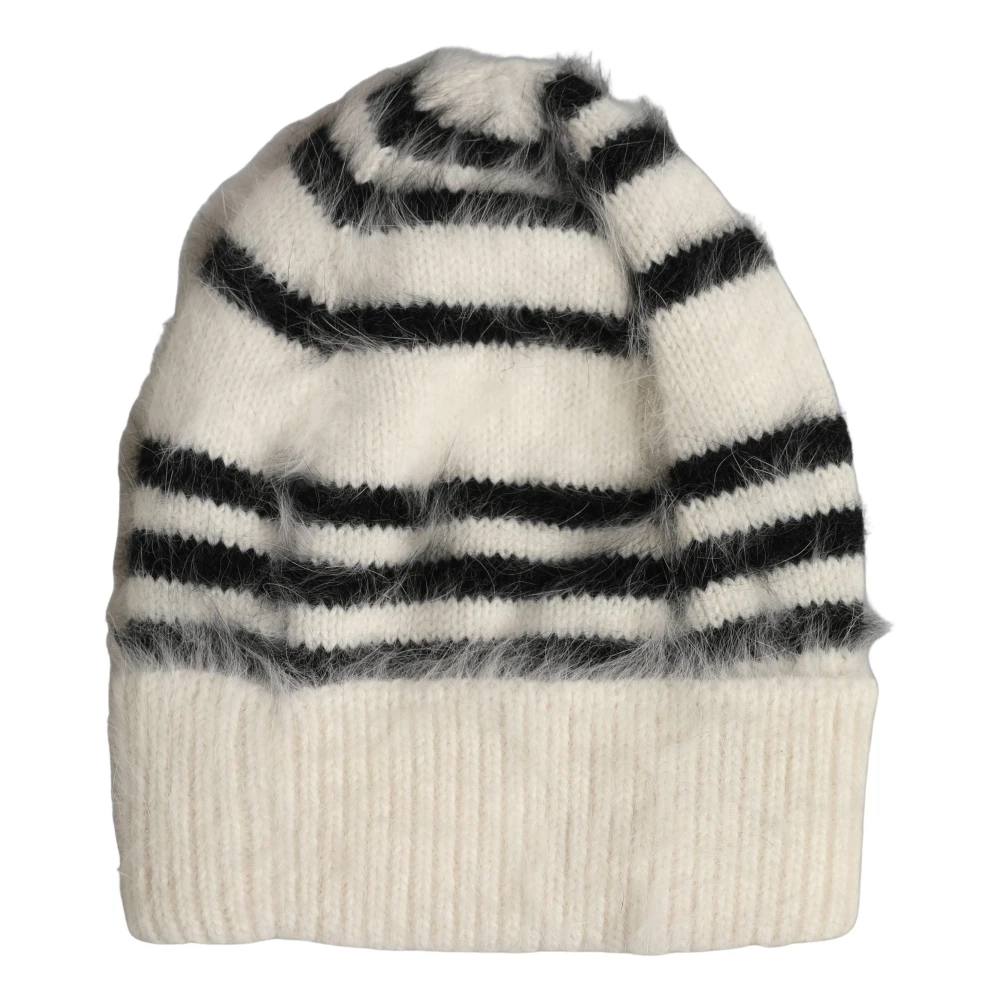 Dolce & Gabbana Black White Striped Angora Knitted Beanie One Size Hat - Image 2
