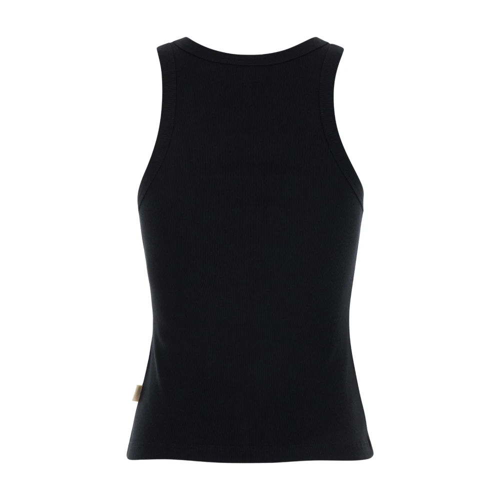 Semicouture Geribbeld katoenen top in zwart Black Dames