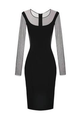 Abito midi semi trasparente con cut-out