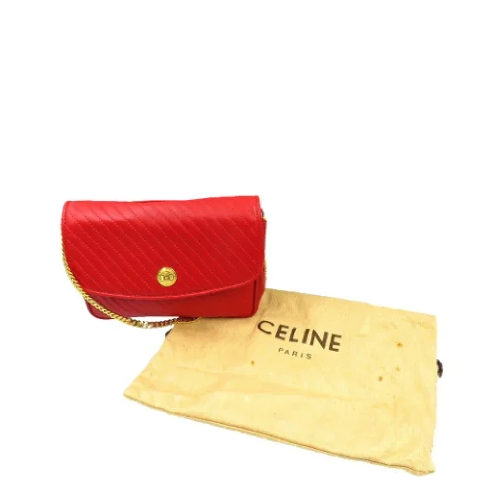 Celine Vintage Pre-owned Leather shoulder-bags Red Dames