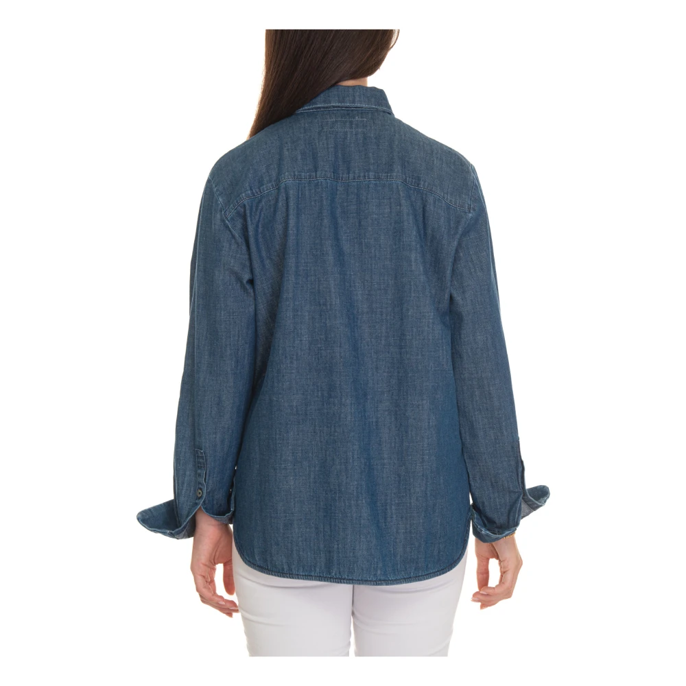 Max Mara Weekend Denim Blouse met Borstzak Blue Dames
