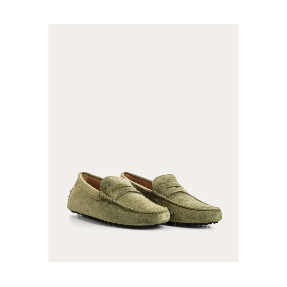 TOD'S Velvet Gommino Moccasins Green Heren