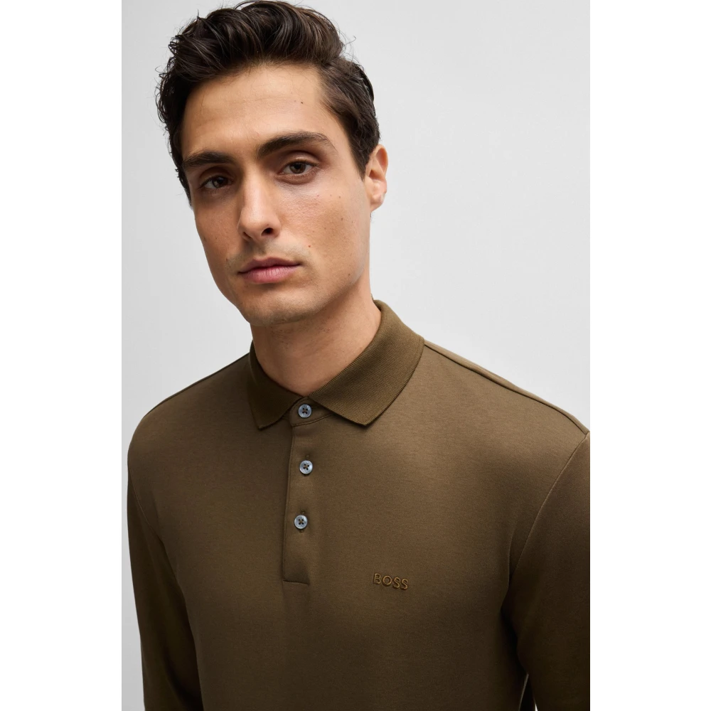 Hugo Boss Lange Mouw Polo Shirt Green Heren