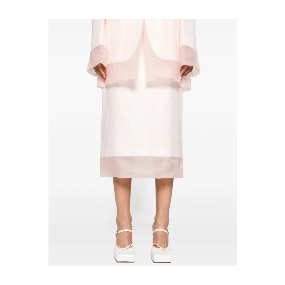 SPORTMAX Gelaagde zijden rok met potloodsilhouet Pink Dames