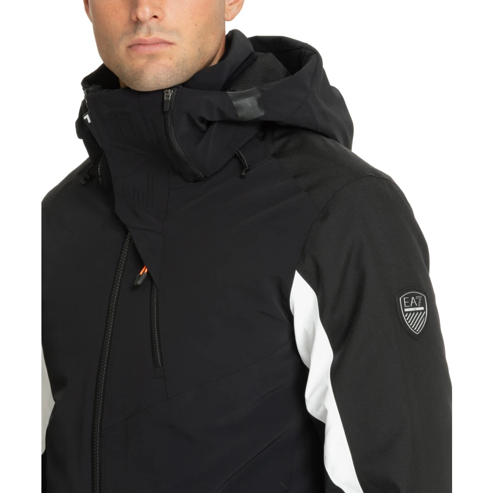 Emporio Armani EA7 Multikleur Ski Jas met Capuchon Black Heren