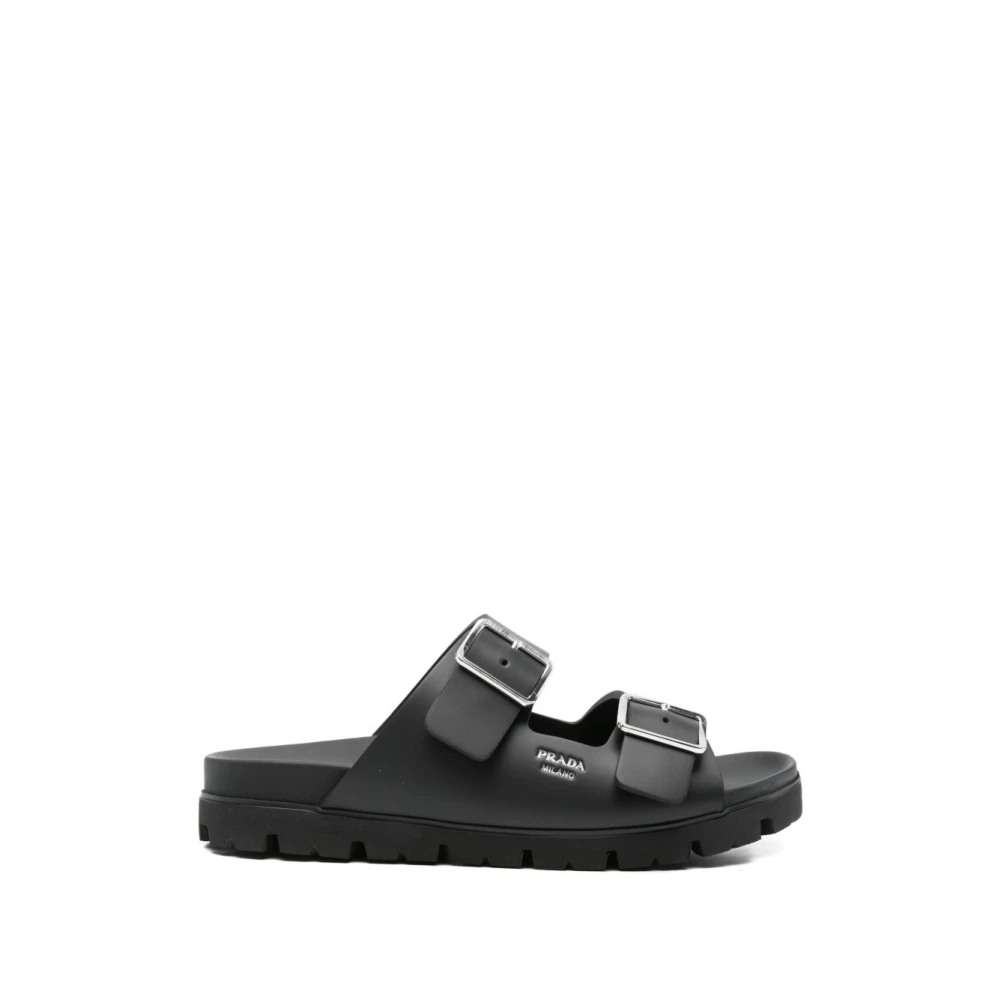 Prada , Sliders, Male, Black, 9 Uk, Sandals