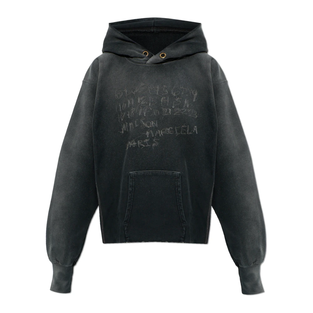 Maison Margiela Kvinno Grå Sweatshirts & Hoodies Dam, S, Bomull, Broderad Sweatshirt