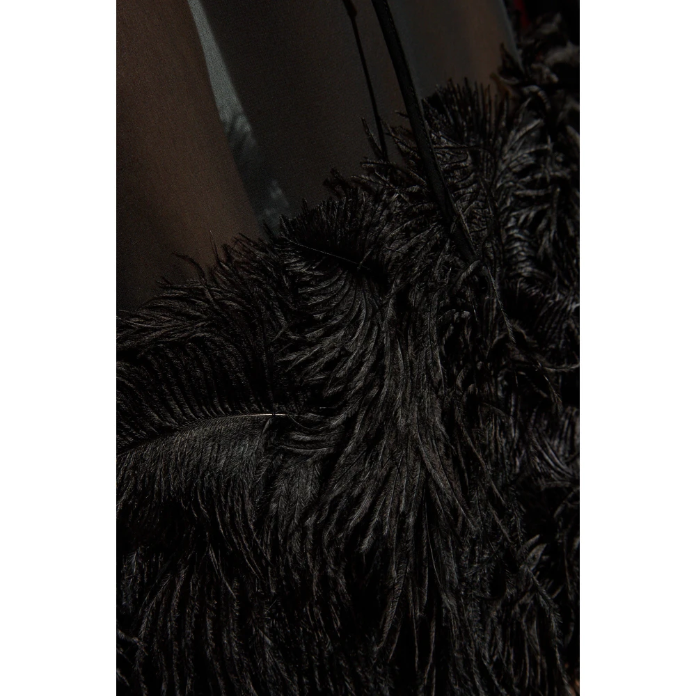 The Attico Rok met struisvogelveren Black Dames