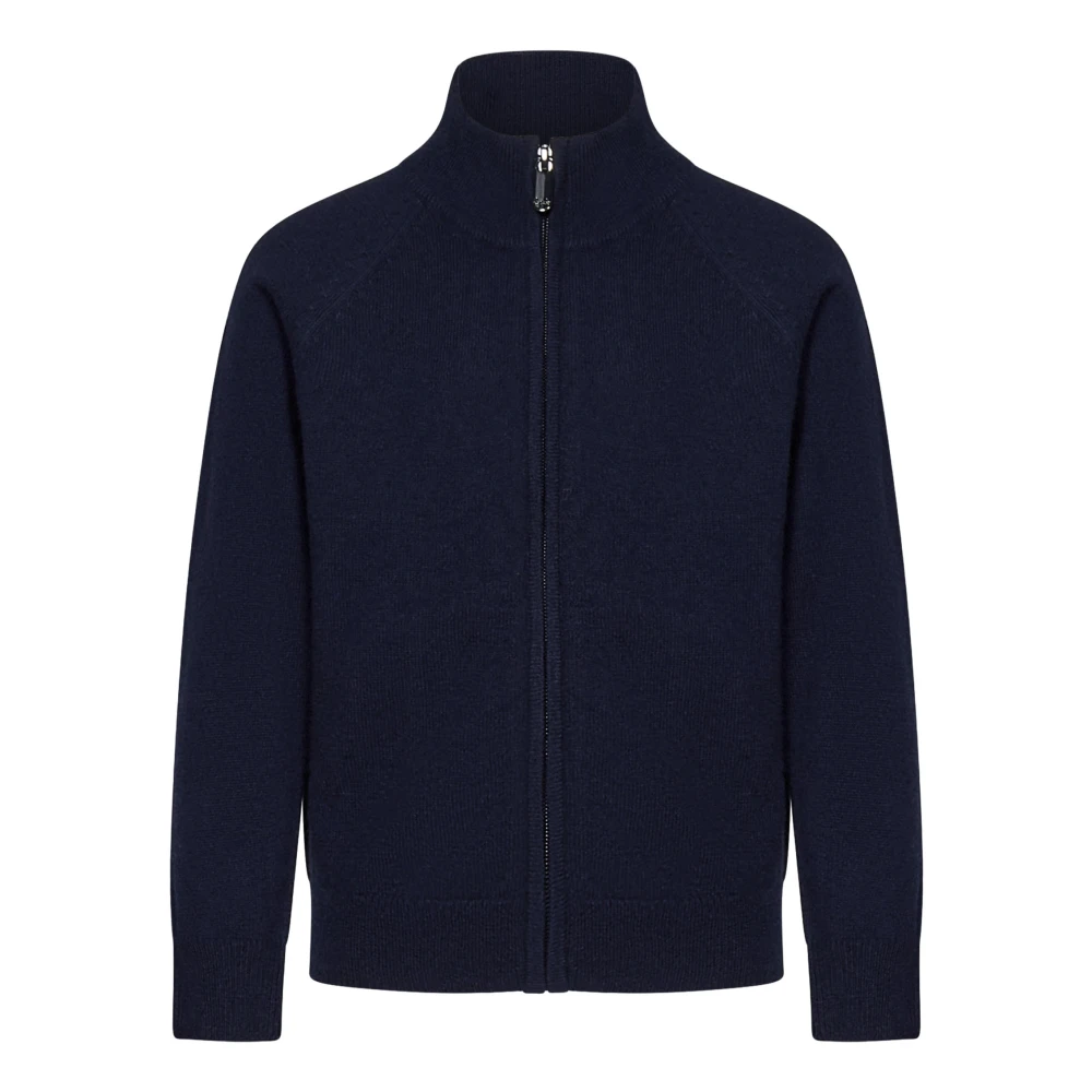 Il Gufo Blå Stickat Turtleneck Kofta Aw24 Blue, Pojke