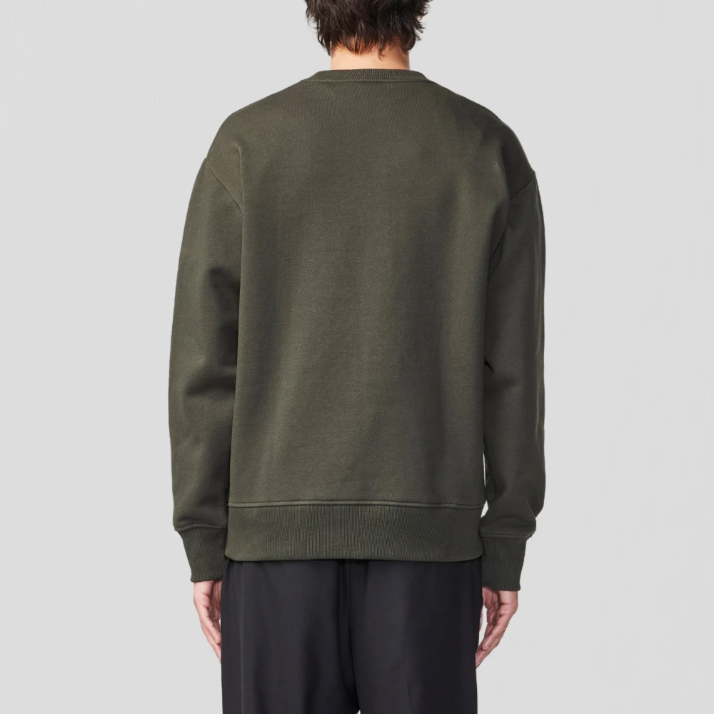Nn07 Donkergroene Sweatshirt met Borstlogo Borduursel Green Heren