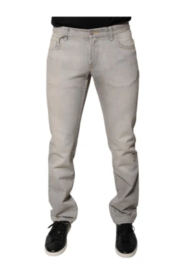 Grå Skinny Denim Jeans med Logo