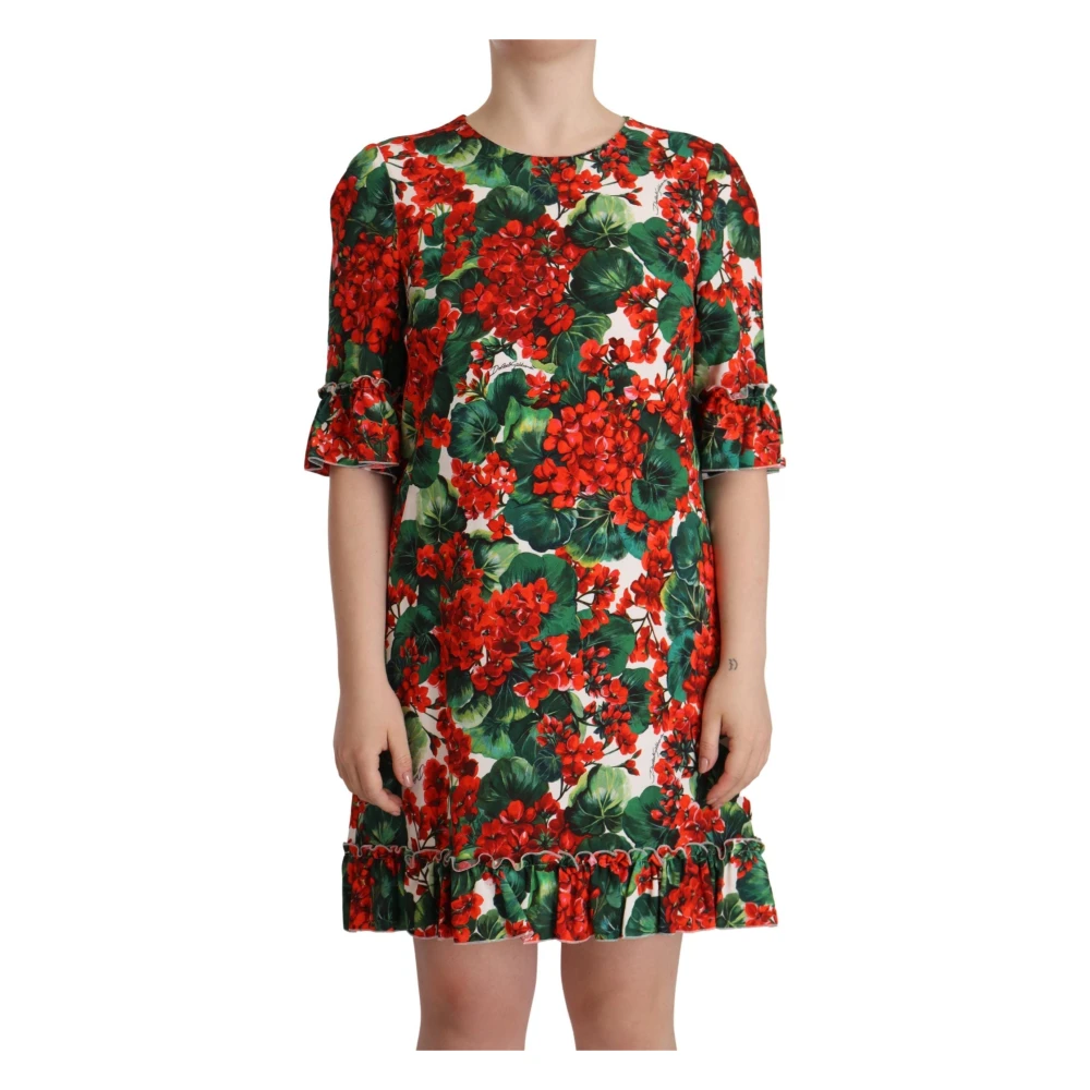 Dolce & Gabbana Multicolor Röd Blommig Shiftklänning
