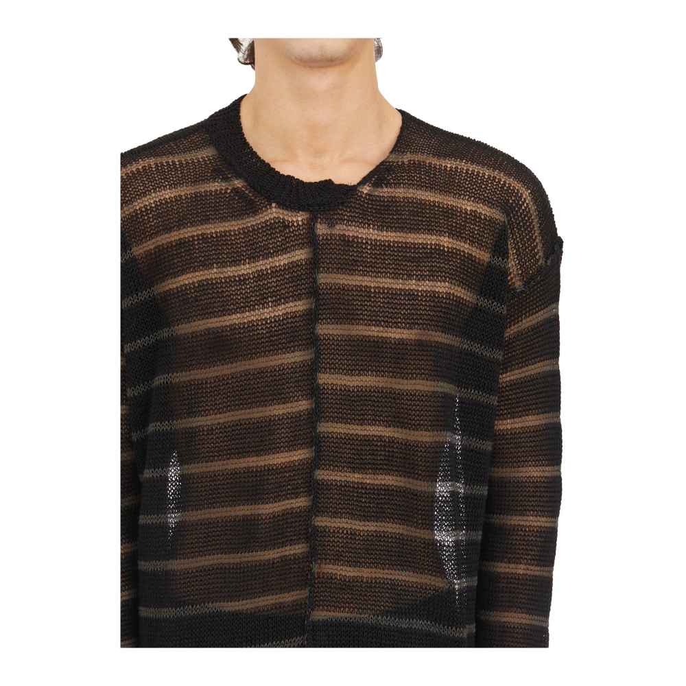 Isabel Benenato Gestreepte ronde hals top Black Heren