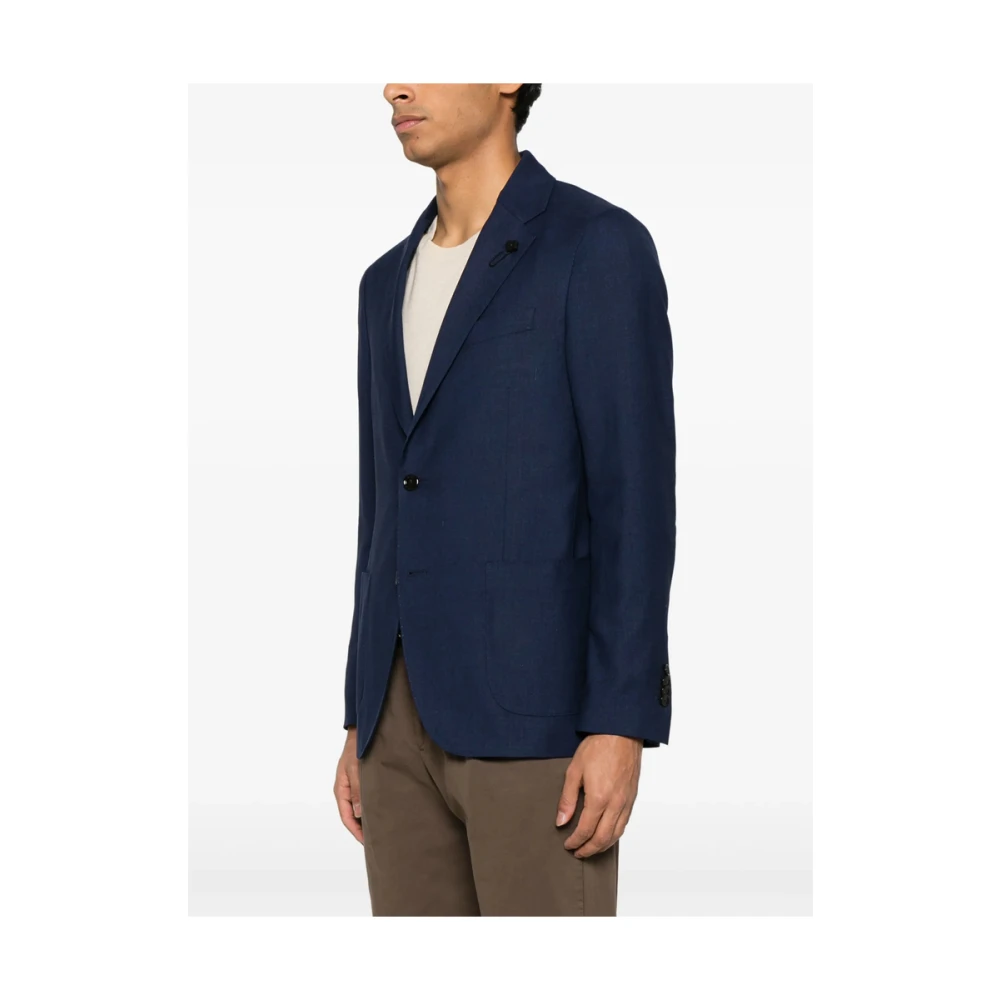 Lardini Navy Blue Jas met Zakken Blue Heren