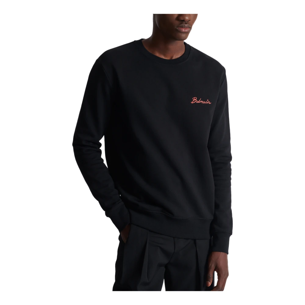 Balmain Sweatshirt met Kiss Print Black Heren